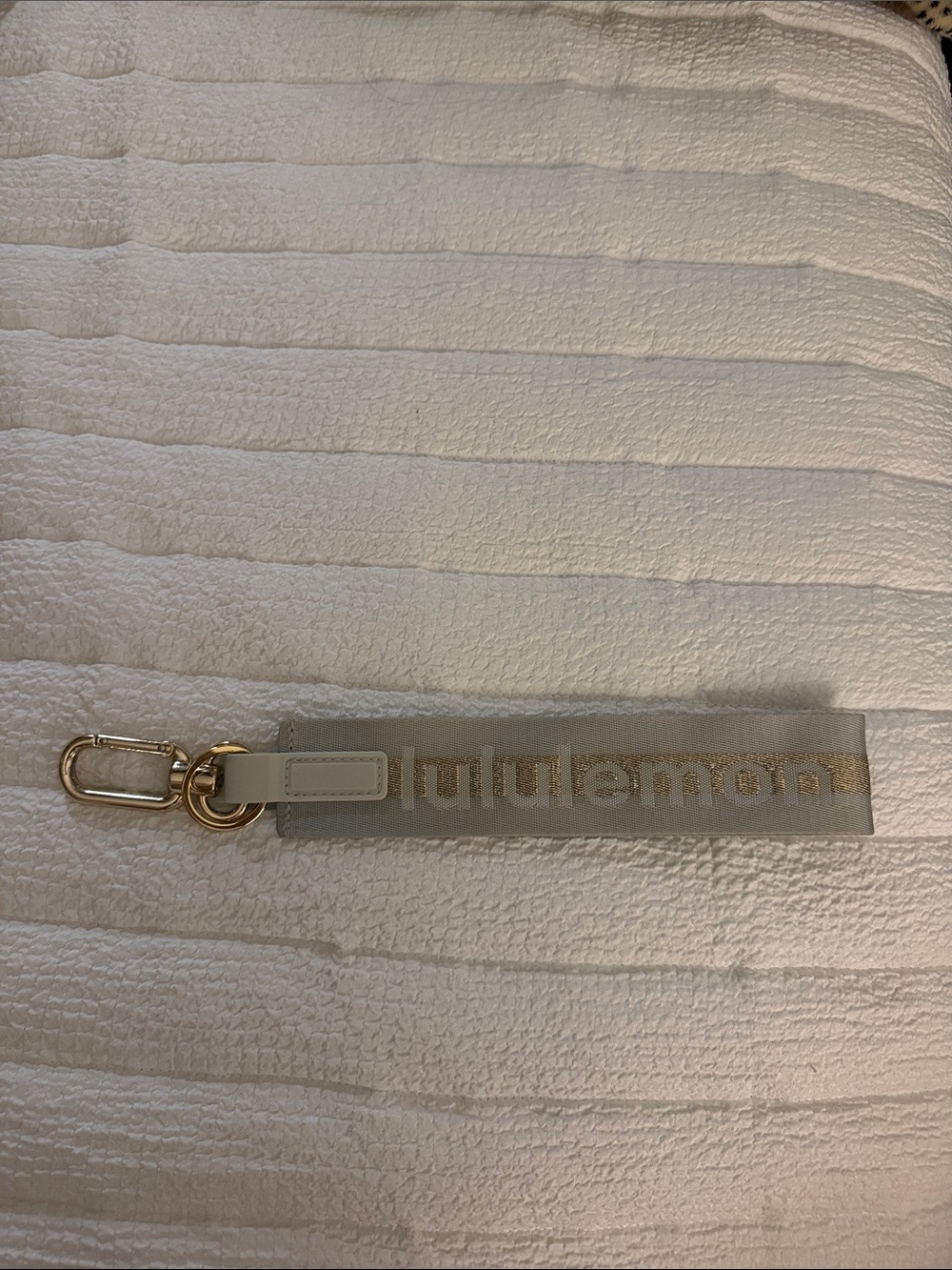 lululemon athletica Beige Key & Card Holder Strap with Gold Hardware